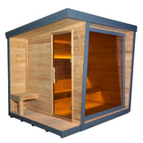 Large Size Morden Outdoor Wooden Sauna With Locker Room Outdoor Sauna with Panoramic Glass 6-8 People Garden Spa Sauna