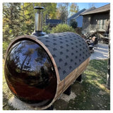 Fas Sauna Solid Wood Garden Panoramic Barrel Outdoor Sauna with Wood Stove