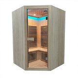 &s Double-person Solid Wood Sauna & Steam Room with Far-infrared Light Wave Heating Diamond-shaped Design for Home & Hotel Use