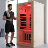 Natural Portable 1 Person Far Infrared Sauna for Home - Low EMF Carbon Fiber Heat with Bluetooth & Chromotherapy