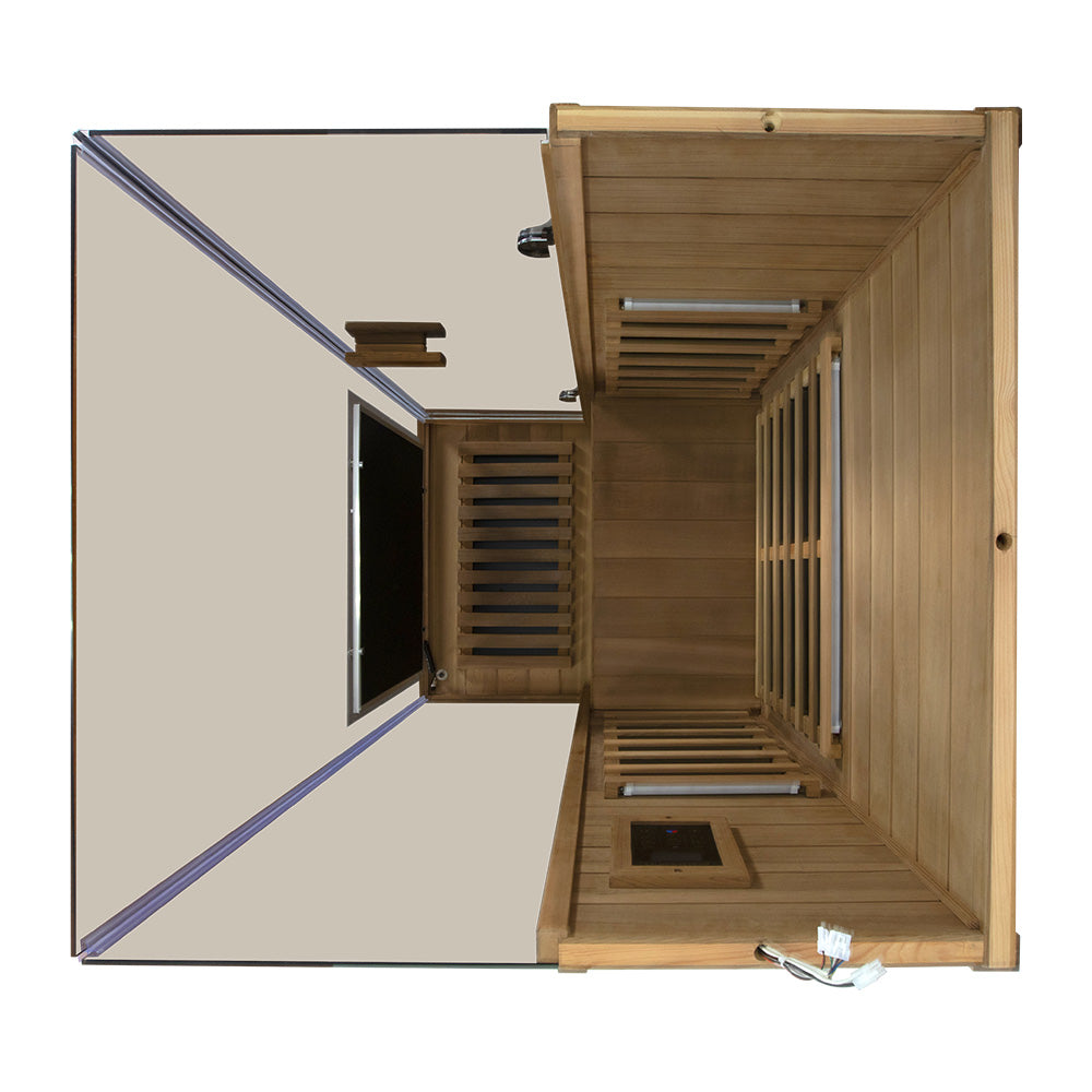 Wizzisaunas 909MRX — Outdoor Barrel Sauna in Red Cedar (Right Door)