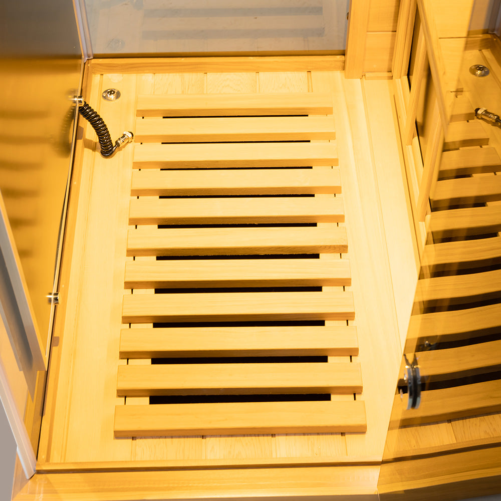 Wizzisaunas 909MRX — Outdoor Barrel Sauna in Red Cedar (Left Door)