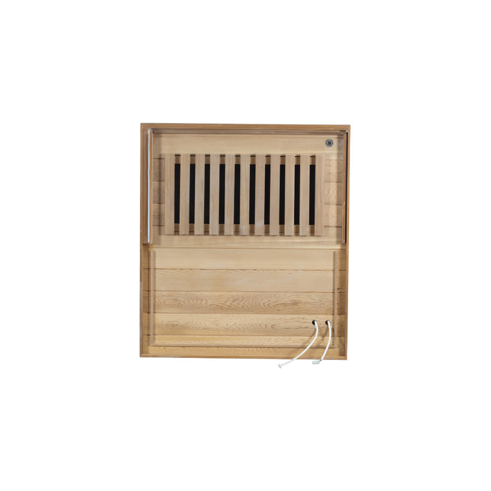 Wizzisaunas 909MRX — Outdoor Barrel Sauna in Red Cedar (Left Door)