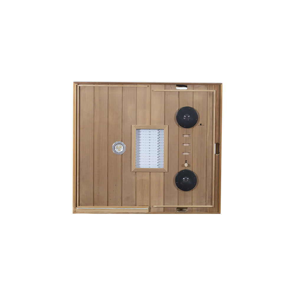 Wizzisaunas 909MRX — Outdoor Barrel Sauna in Red Cedar (Right Door)