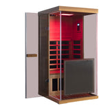 Wizzisaunas 909MRX — Outdoor Barrel Sauna in Red Cedar (Right Door)