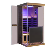 Wizzisaunas 909MRX — Outdoor Barrel Sauna in Red Cedar (Right Door)