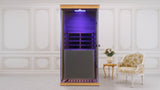 Wizzisaunas 909MRX — Outdoor Barrel Sauna in Red Cedar (Left Door)