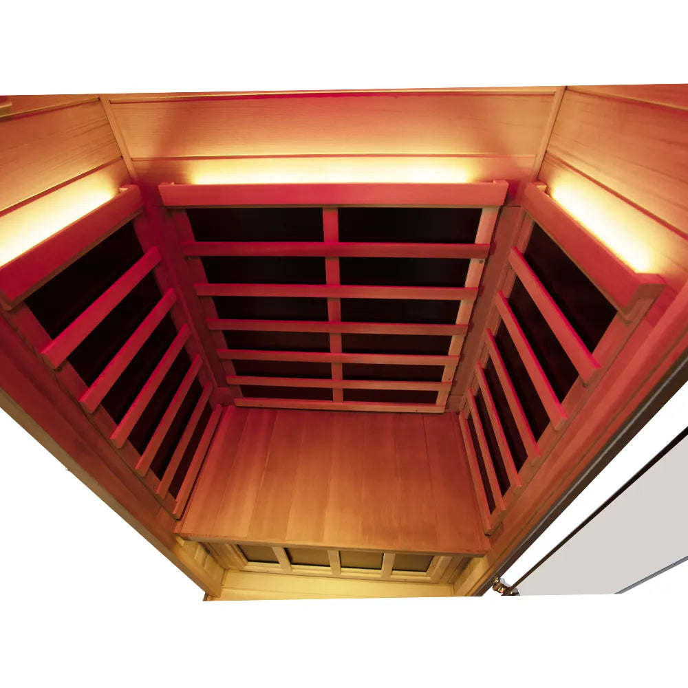 Wizzisaunas 909MRX — Outdoor Barrel Sauna in Red Cedar (Left Door)