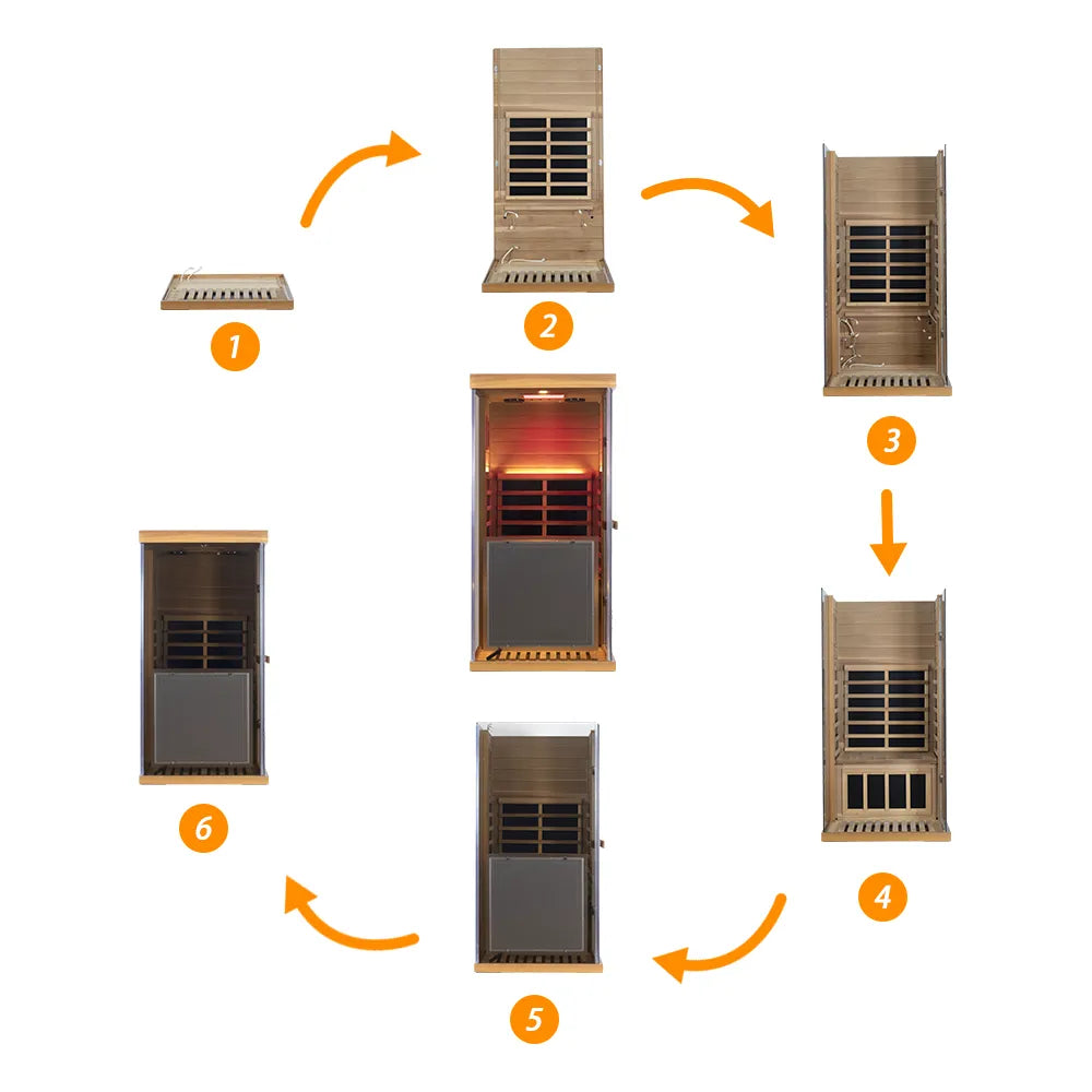Wizzisaunas 909MRX — Outdoor Barrel Sauna in Red Cedar (Left Door)