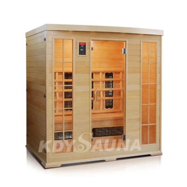 4-Person Modern Design Far-Infrared Sauna Room with Salt Generator Solid Hemlock Wood for Salt Therapy