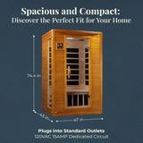 2-Person Low EMF FAR Infrared Sauna with Red Light Therapy & Bluetooth Speakers | Personal Indoor Dry Heat Sauna for