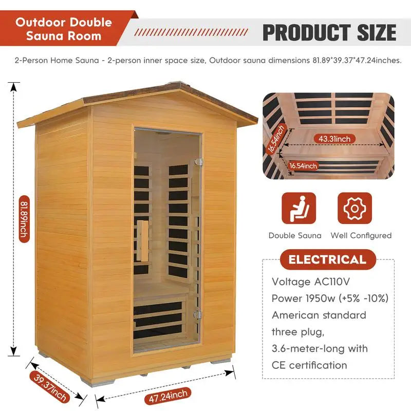 Double Outdoor Sauna Room in Abies Wood