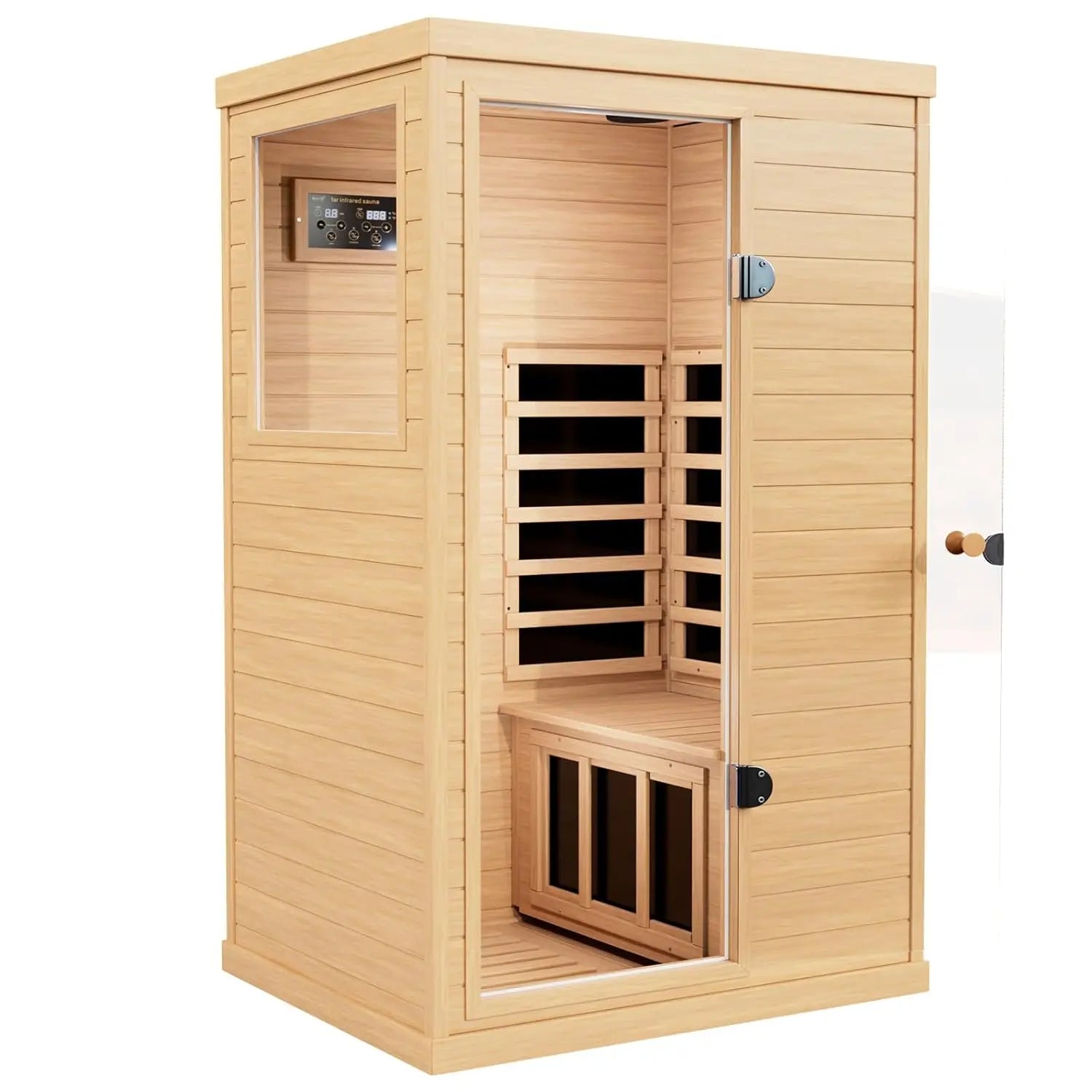 Infrared Wooden Sauna 1 Person Infrared Saunas for Home Dry Sauna for Home, Low Emf Infrared Sauna 1050W Indoor, Customized