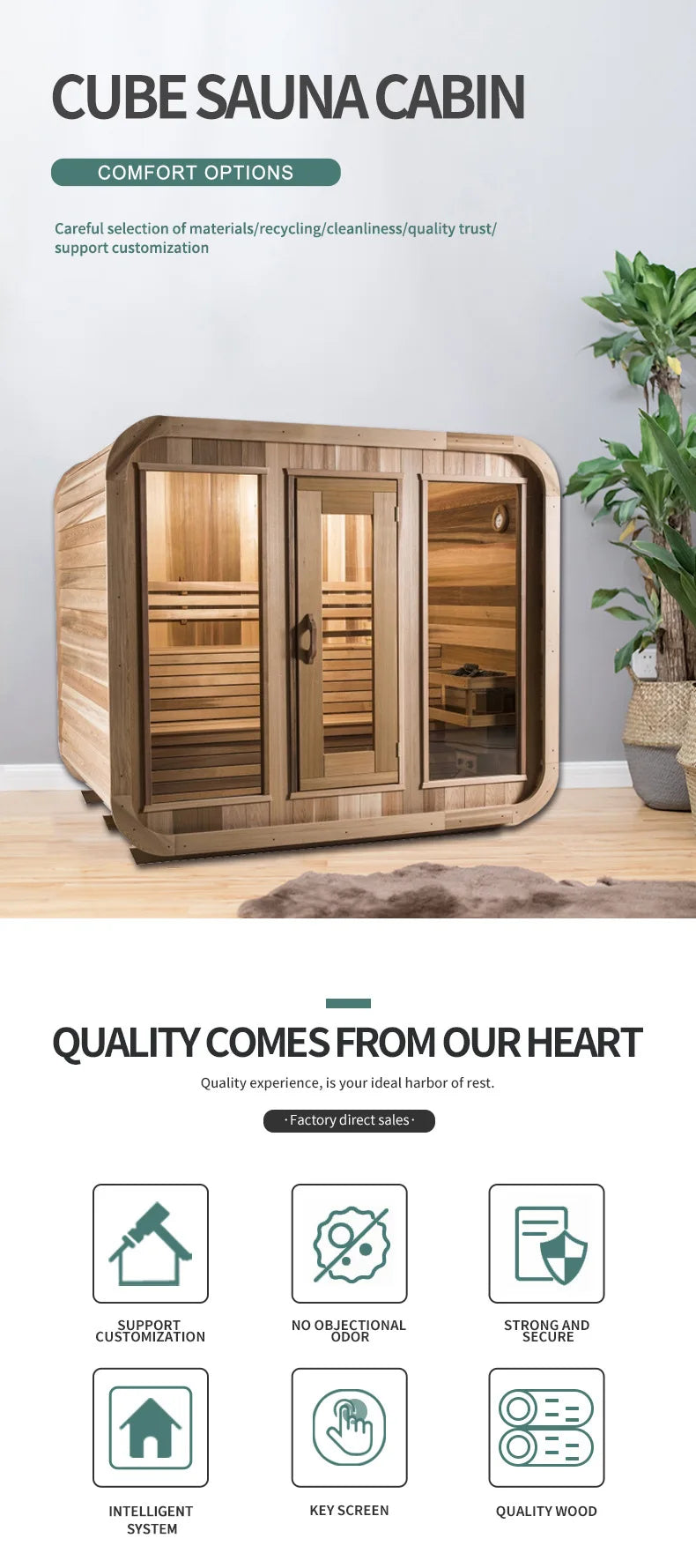 New design Canadian red cedar cube outdoor sauna traditional wooden sauna for home use