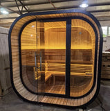 Modern Outdoor Steam Sauna Room Solid Wood Spruce/Red Cedar Cube Sauna 4-6 People Suitable for Villa Garden