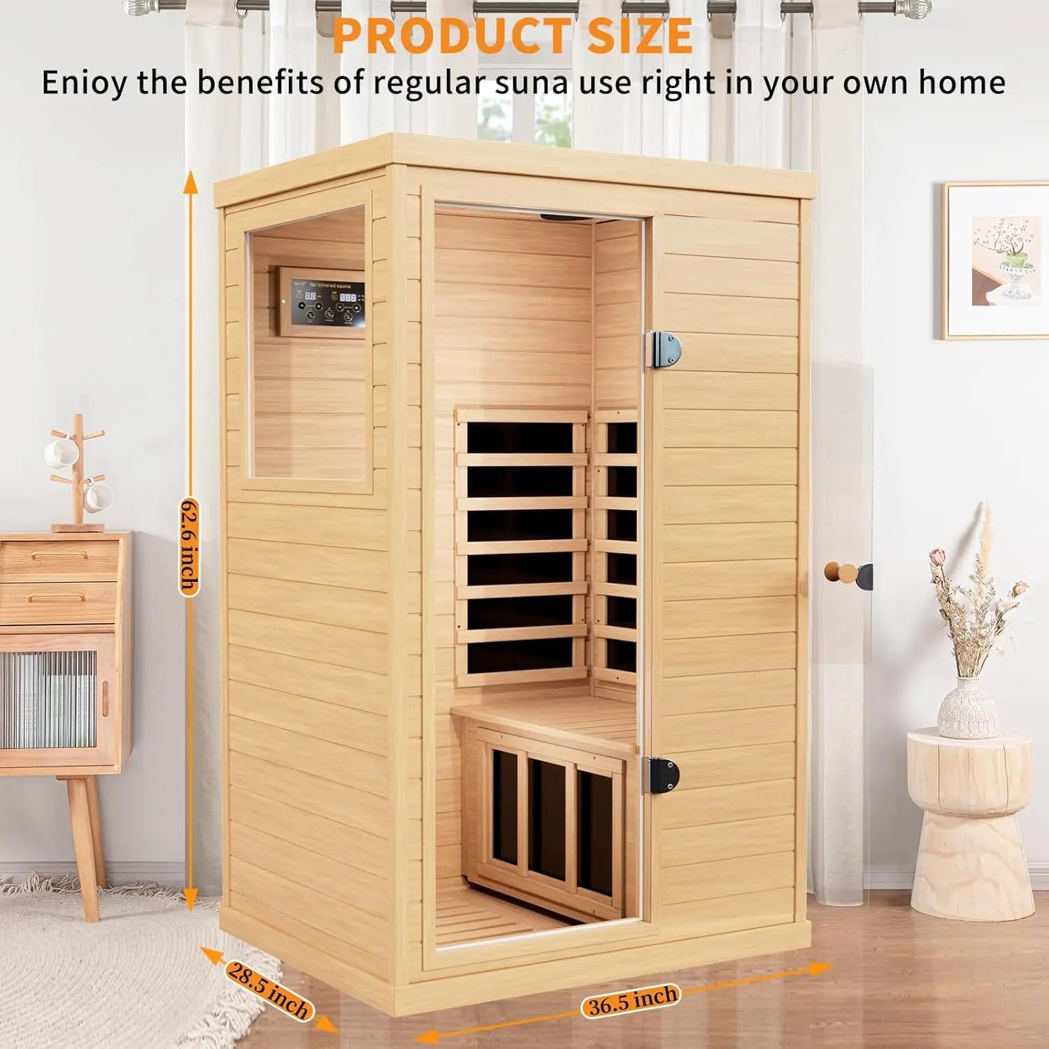 Infrared Wooden Sauna 1 Person Infrared Saunas for Home Dry Sauna for Home, Low Emf Infrared Sauna 1050W Indoor, Customized
