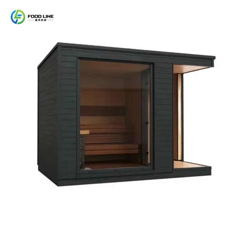 Customized Popular Outdoor Mobile Sauna Room 4-8 People Electric+Wood Stove Combo Shower Solid Wood Factory