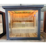 High Quality Outdoor Modern Home Sauna Red Cedar Cube Transom Windows Far Infrared Hemlock Outdoor Modern Home Sauna