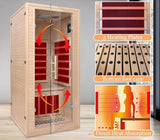 Natural Portable 1 Person Far Infrared Sauna for Home - Low EMF Carbon Fiber Heat with Bluetooth & Chromotherapy