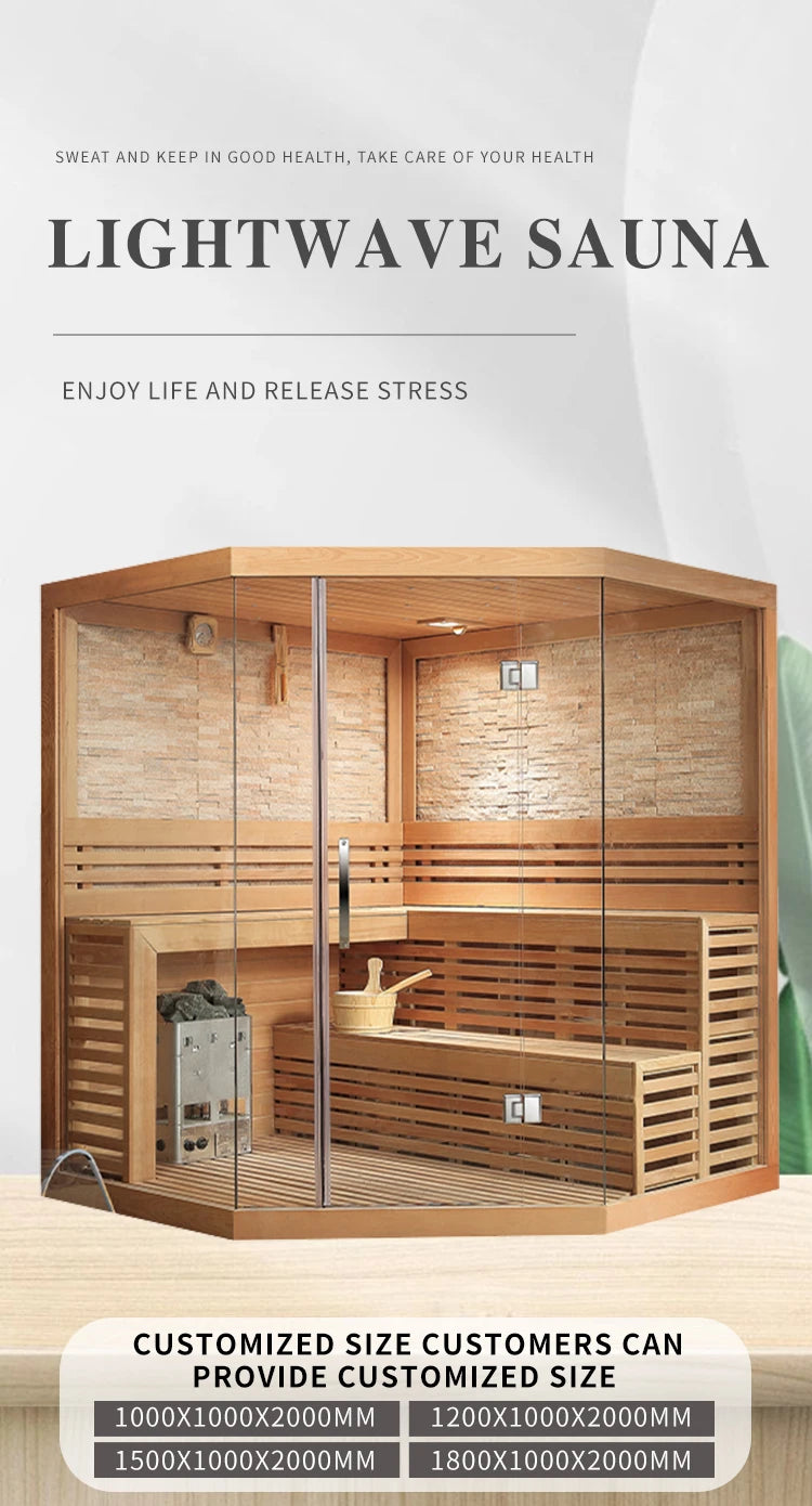 Factory Direct Sale Home Sauna Steam Room Wooden Traditional Dry Sauna Shower Room 4 Person Sauna Room