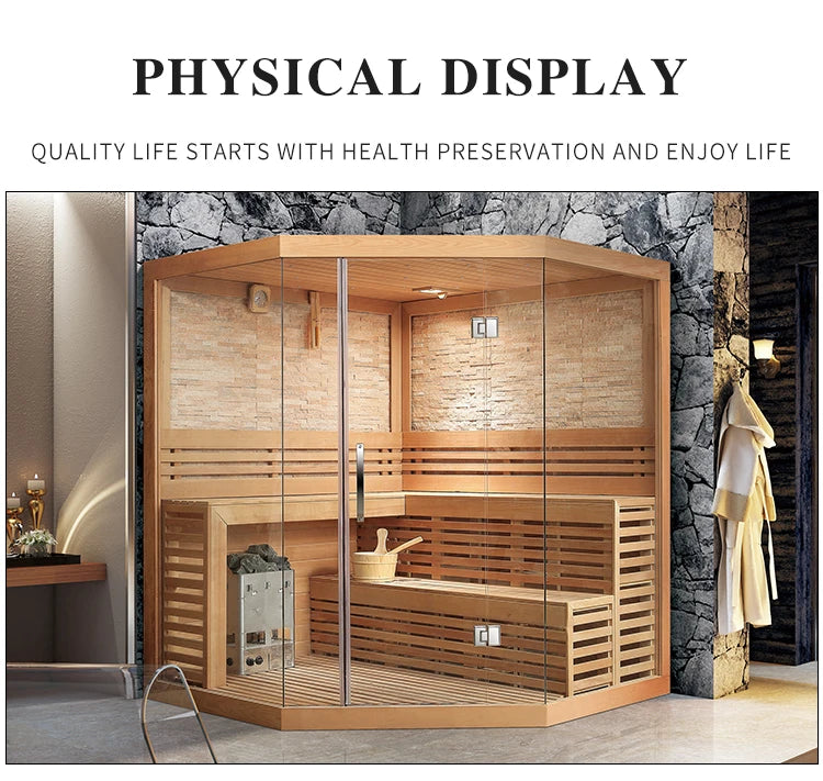 Factory Direct Sale Home Sauna Steam Room Wooden Traditional Dry Sauna Shower Room 4 Person Sauna Room