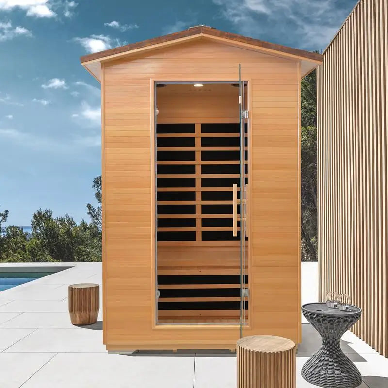 Double Outdoor Sauna Room in Abies Wood