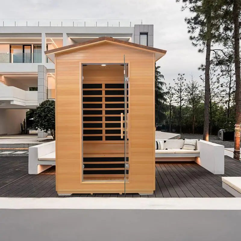 Double Outdoor Sauna Room in Abies Wood