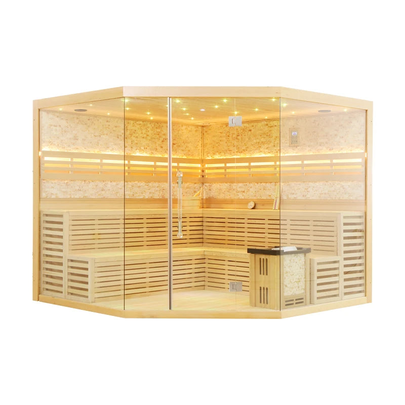 HELIUS New Recommended Indoor Large Size Steam Room Luxury Family Steam Sauna Room With Electric Sauna Stove