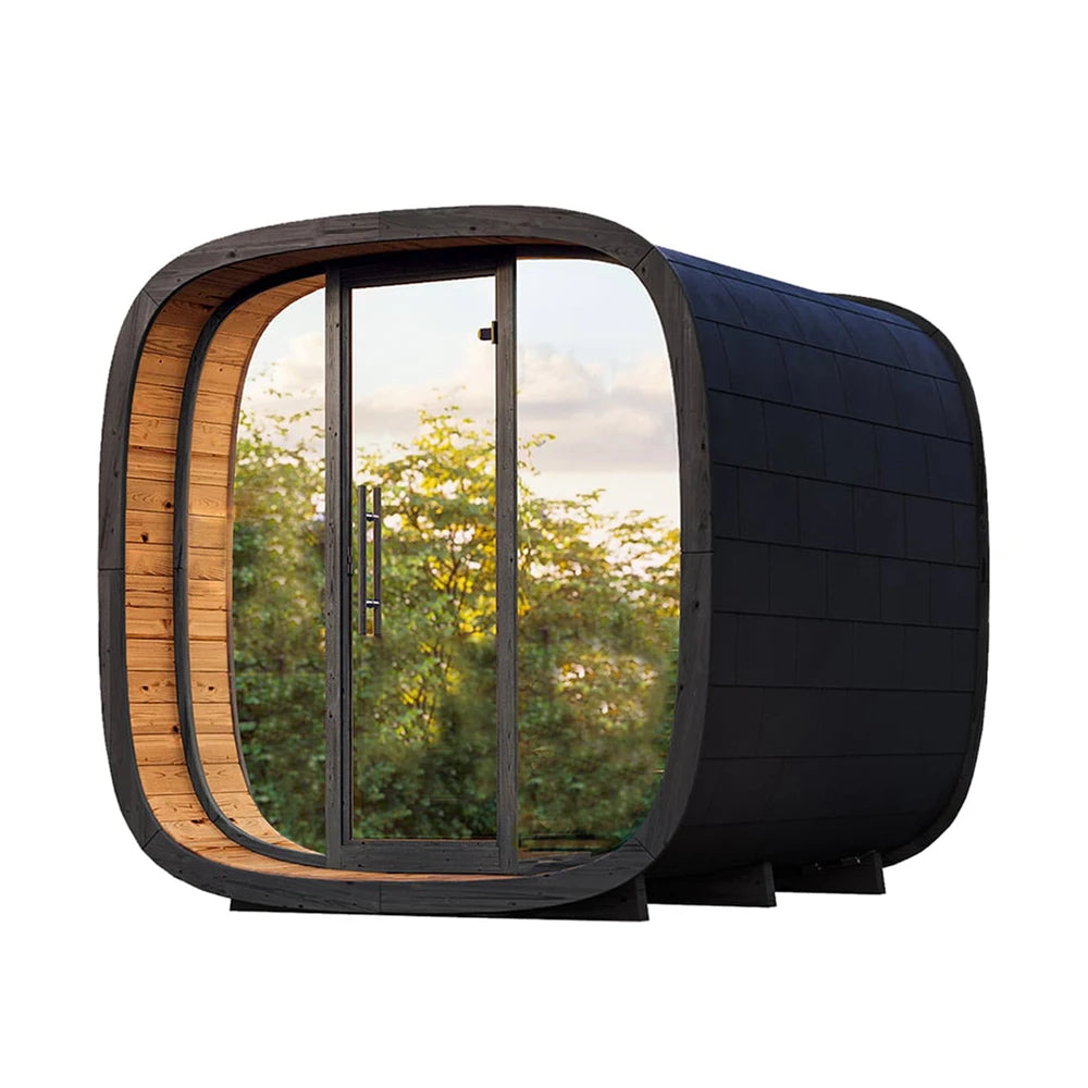 Modern Outdoor Steam Sauna Room Solid Wood Spruce/Red Cedar Cube Sauna 4-6 People Suitable for Villa Garden