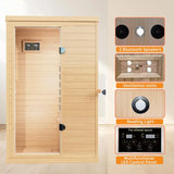 Infrared Wooden Sauna 1 Person Infrared Saunas for Home Dry Sauna for Home, Low Emf Infrared Sauna 1050W Indoor, Customized