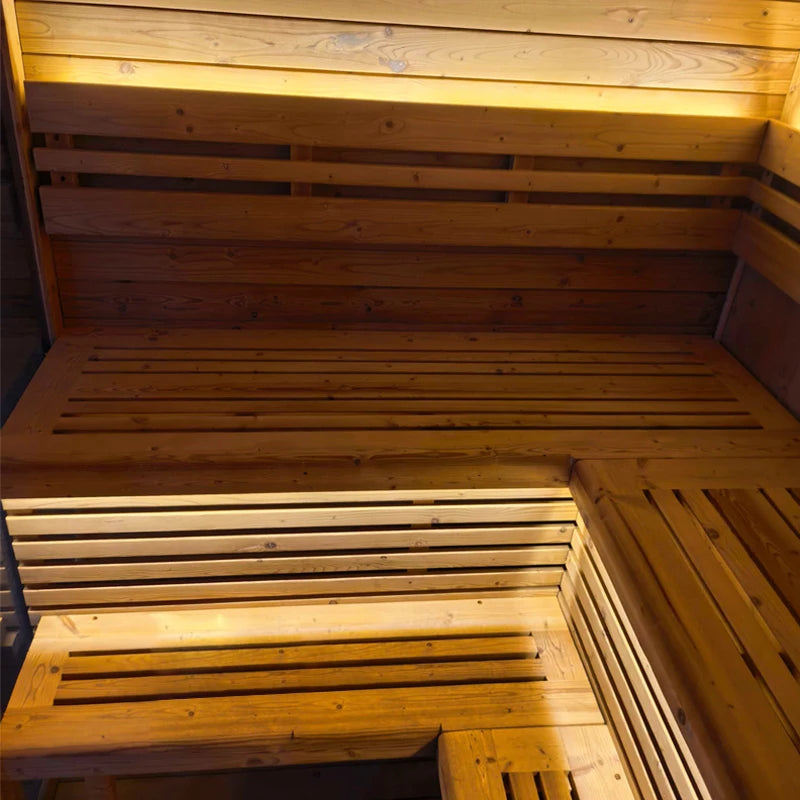 Modern Outdoor Steam Sauna Room Solid Wood Spruce/Red Cedar Cube Sauna 4-6 People Suitable for Villa Garden