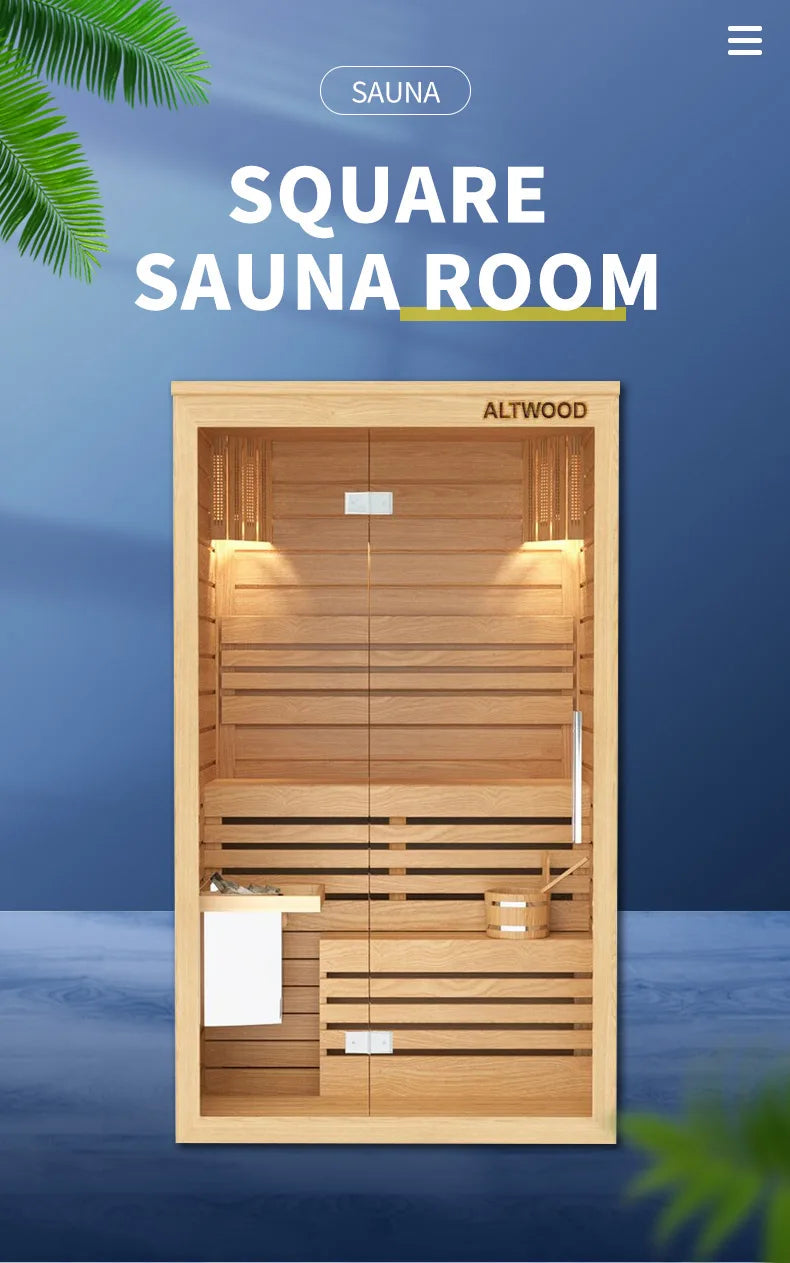 High Quality Outdoor Modern Home Sauna Red Cedar Cube Transom Windows Far Infrared Hemlock Outdoor Modern Home Sauna