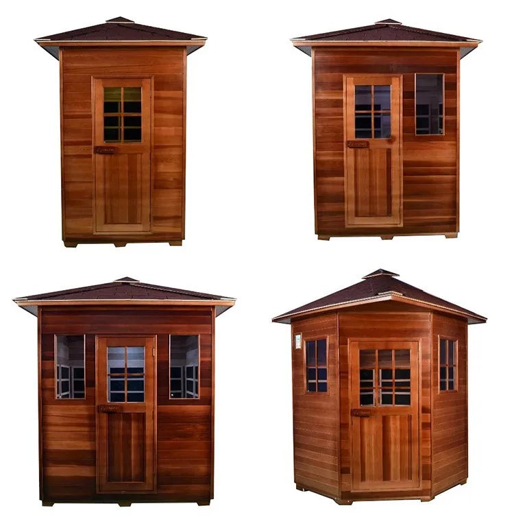 Luxury portable red cedar material outdoor freestanding wooden sauna room at a good price