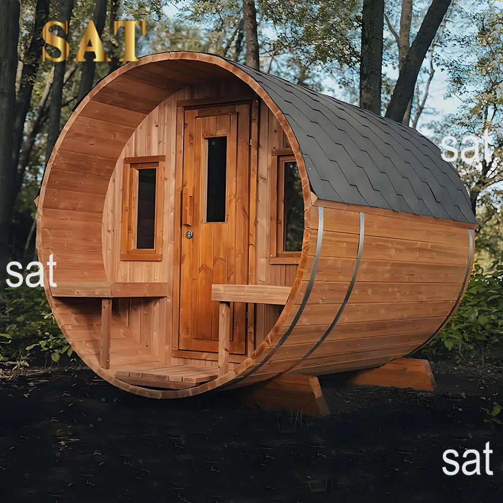 &s Wholesale Canadian Hemlock Solid Wood Traditional Steam Sauna Barrel Outdoor