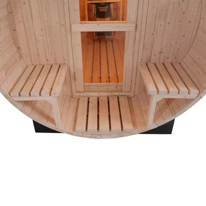 Factory Customized Outdoor Panoramic Sauna Room Round Steam Room Anti Corrosion Anti Cracking Durable Heating Home Spa Sauna
