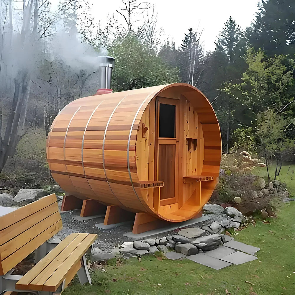 &s Wholesale Canadian Hemlock Solid Wood Traditional Steam Sauna Barrel Outdoor
