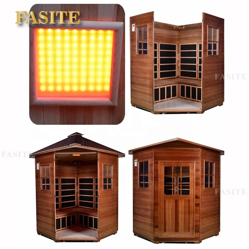 Luxury portable red cedar material outdoor freestanding wooden sauna room at a good price
