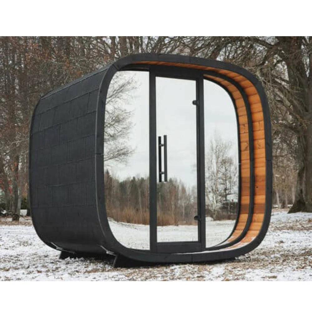 Modern Outdoor Steam Sauna Room Solid Wood Spruce/Red Cedar Cube Sauna 4-6 People Suitable for Villa Garden