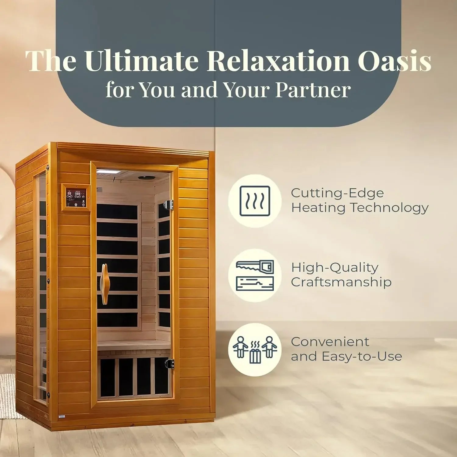 2-Person Low EMF FAR Infrared Sauna with Red Light Therapy & Bluetooth Speakers | Personal Indoor Dry Heat Sauna for