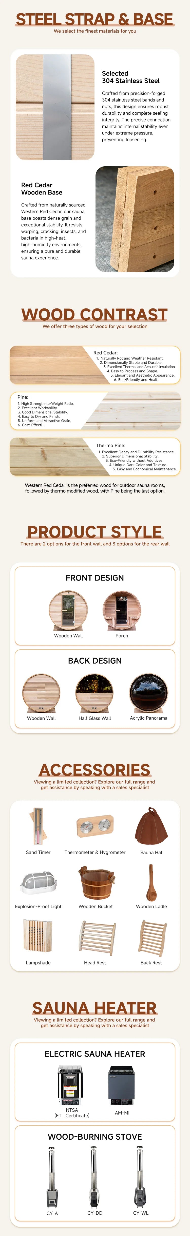Factory Customized Outdoor Panoramic Sauna Room Round Steam Room Anti Corrosion Anti Cracking Durable Heating Home Spa Sauna