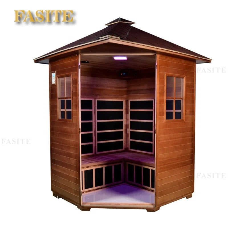 Luxury portable red cedar material outdoor freestanding wooden sauna room at a good price