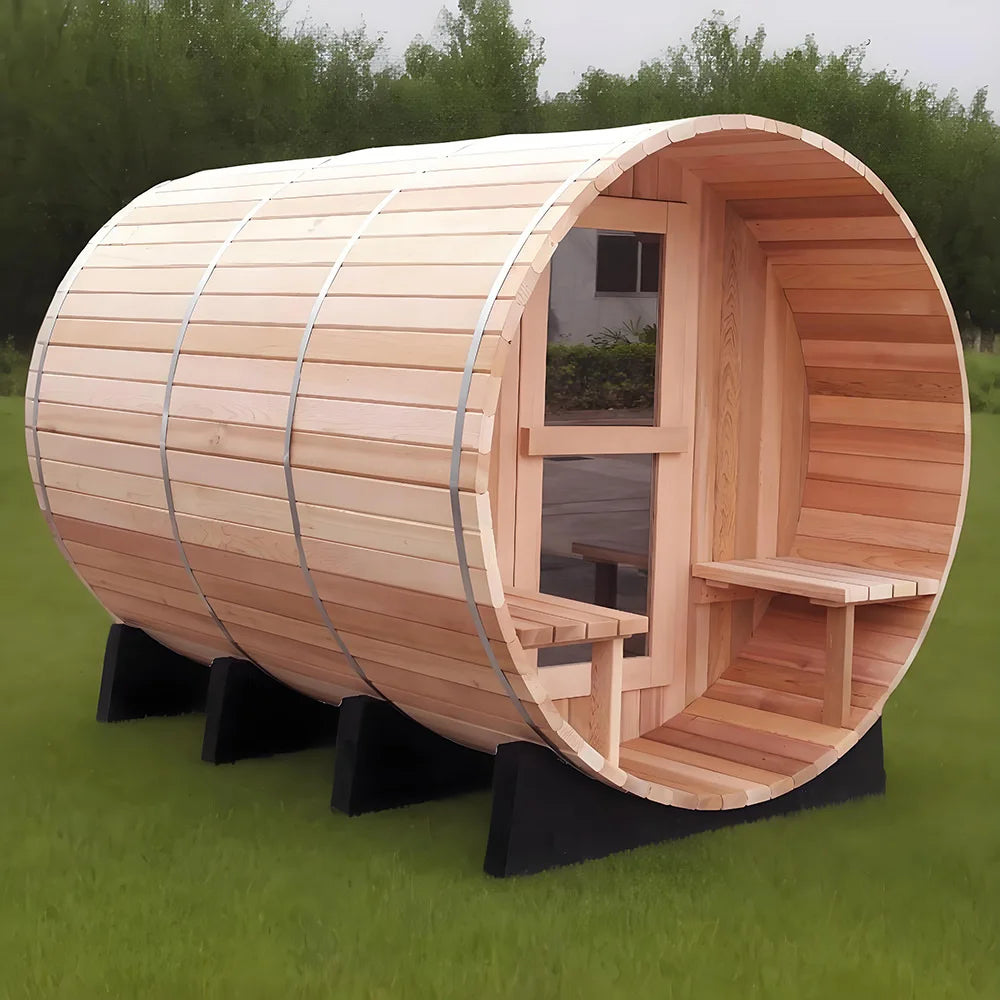 &s Wholesale Canadian Hemlock Solid Wood Traditional Steam Sauna Barrel Outdoor
