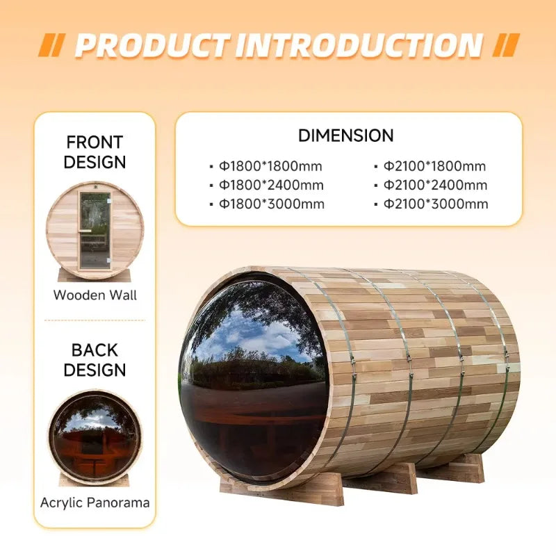 Factory Customized Outdoor Panoramic Sauna Room Round Steam Room Anti Corrosion Anti Cracking Durable Heating Home Spa Sauna