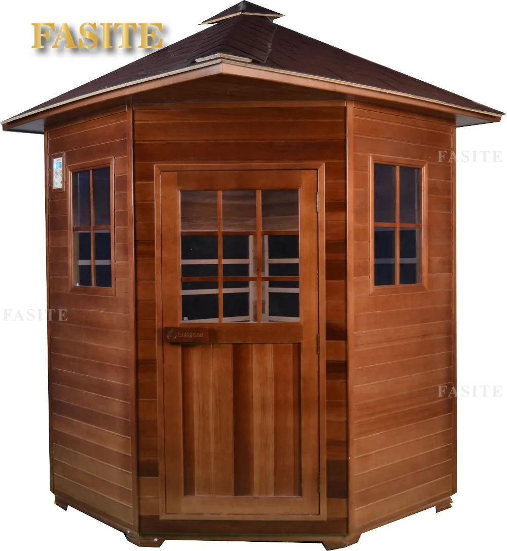 Luxury portable red cedar material outdoor freestanding wooden sauna room at a good price