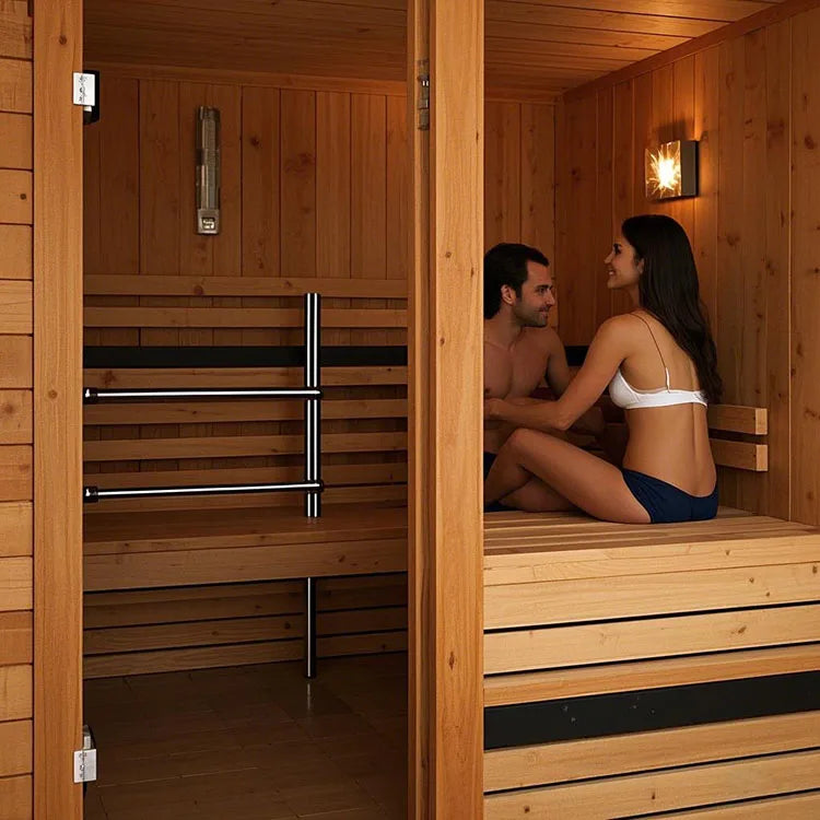 Two-person Hemlock Family Movable Sauna Room Graphene Infrared Carbon Crystal Panel Sauna