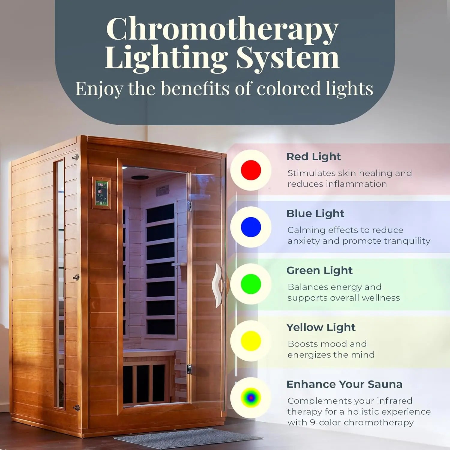 2-Person Low EMF FAR Infrared Sauna with Red Light Therapy & Bluetooth Speakers | Personal Indoor Dry Heat Sauna for