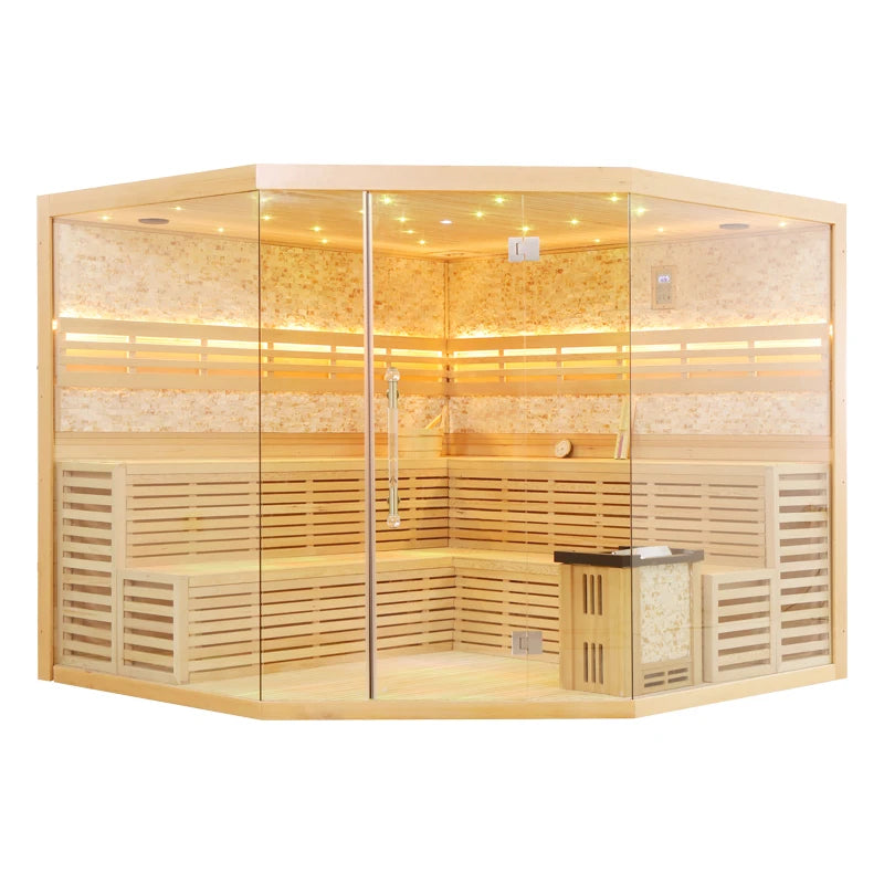 HELIUS New Recommended Indoor Large Size Steam Room Luxury Family Steam Sauna Room With Electric Sauna Stove