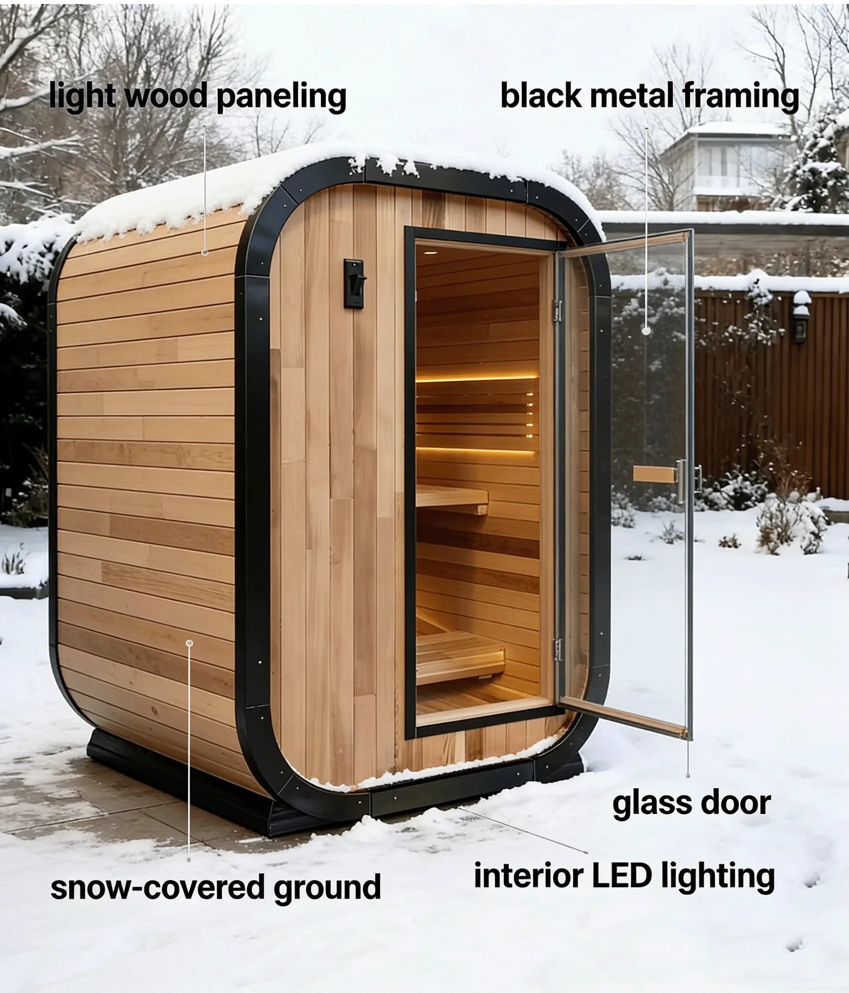 Factory Customized Outdoor Panoramic Sauna Room Round Steam Room Anti Corrosion Anti Cracking Durable Heating Home Spa Sauna