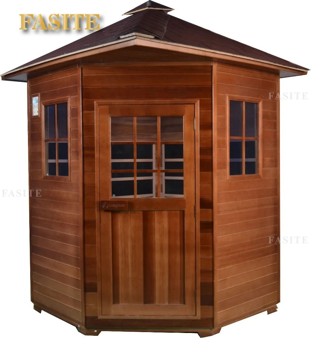 Luxury portable red cedar material outdoor freestanding wooden sauna room at a good price