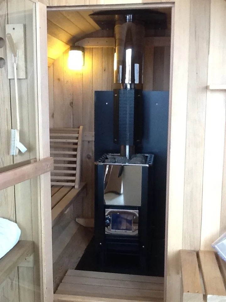 Fas Sauna Solid Wood Garden Panoramic Barrel Outdoor Sauna with Wood Stove